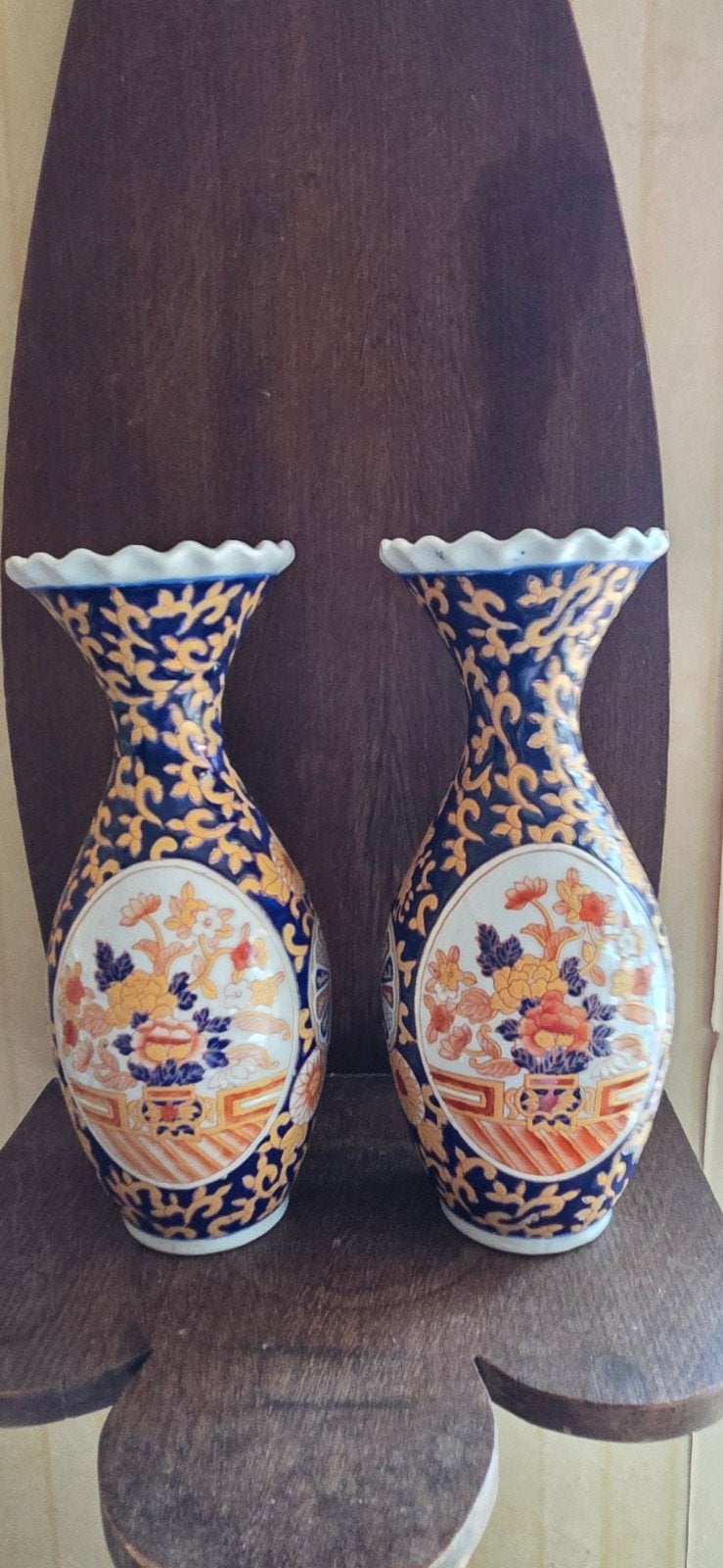 Prachtig paar vintage Japanse Imari vazen – Porselein, Ophalen of Verzenden