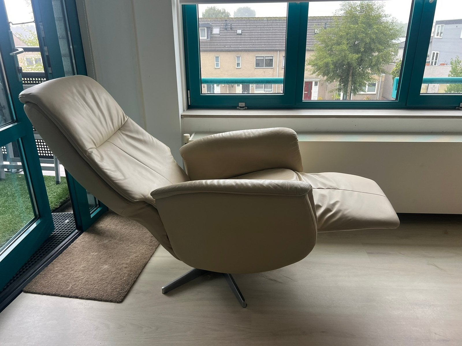 echt leren relax fauteuil stoel, Ophalen, Eenpersoons, 75 tot 100 cm, Zo goed als nieuw