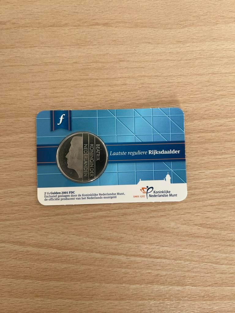 Coincard Laatste reguliere Rijksdaalder 2001 - 2½ Gulden FDC, Postzegels en Munten, Munten | Nederland, Losse munt, 2½ gulden
