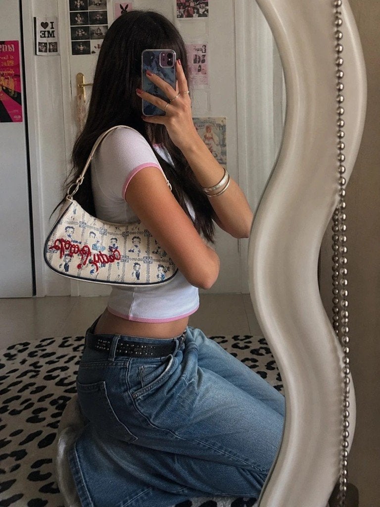 Vintage Betty Boop Schoudertas - Y2K Stijl, Ophalen of Verzenden, Gebruikt, Blauw, Overige merken
