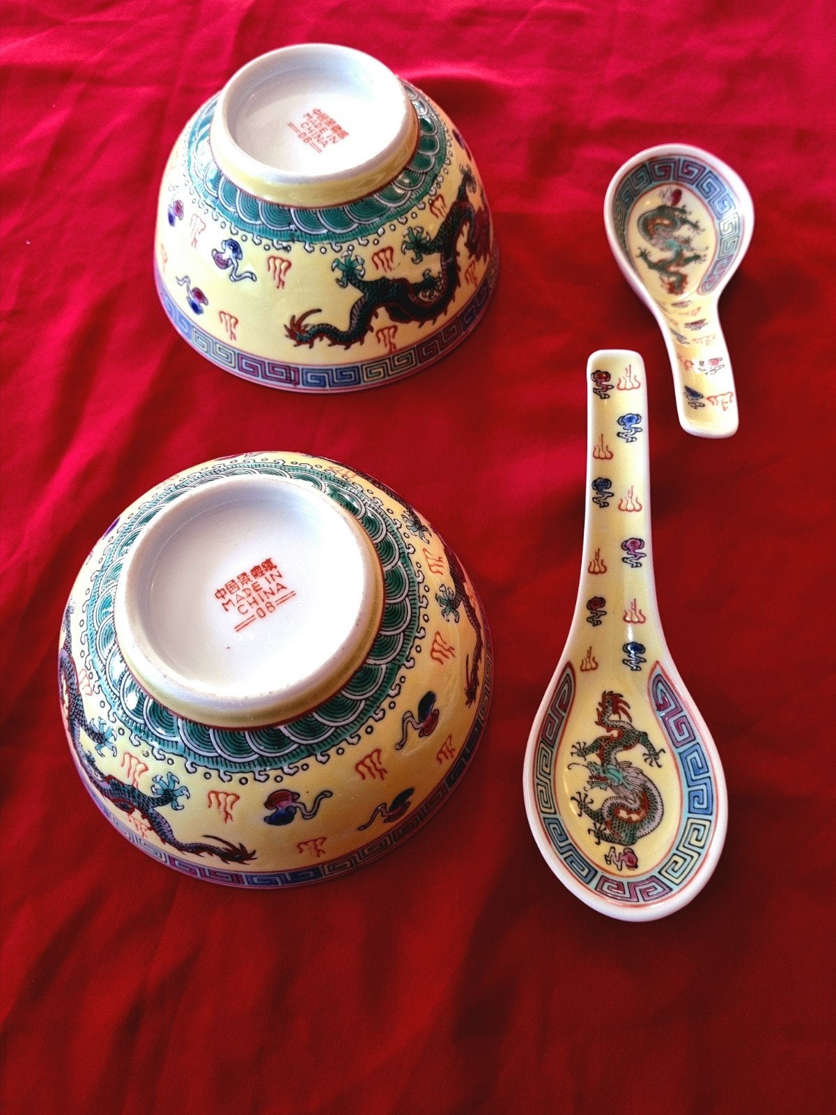 Jingdezhen Drakenkommen en Lepels - Handgeschilderd Porselei, Ophalen of Verzenden