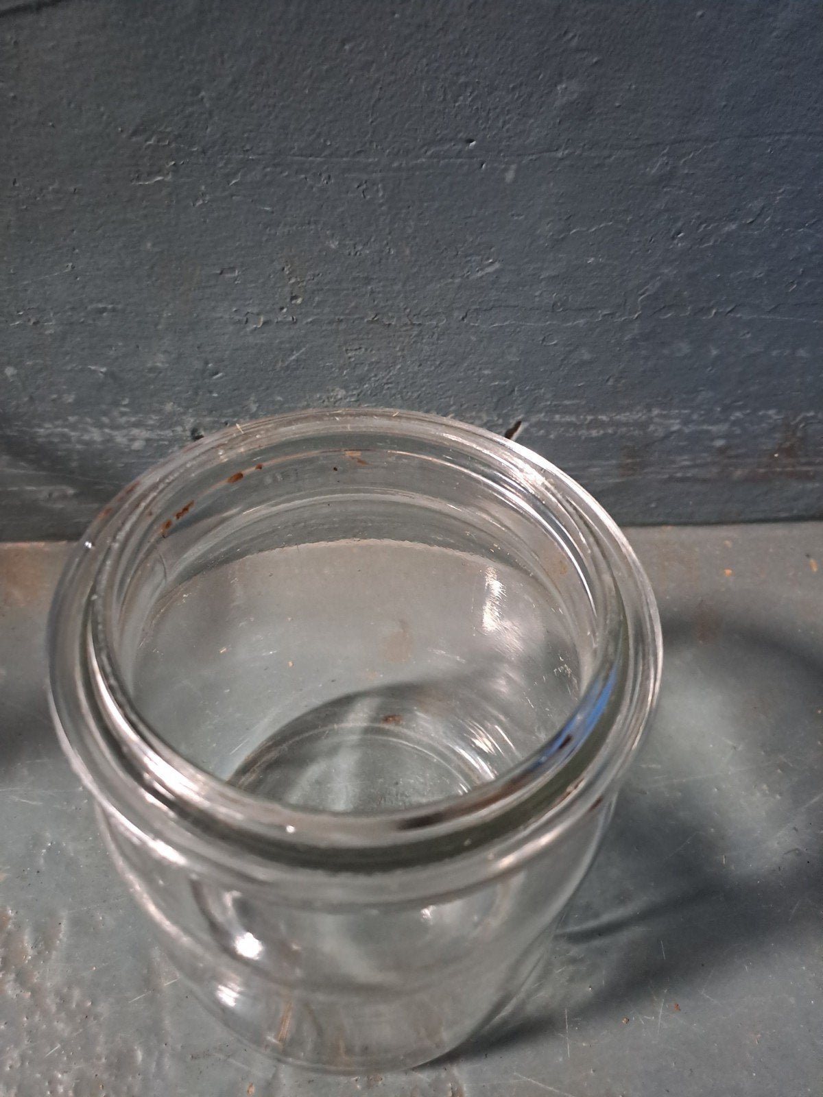18 glazen potten van 1 liter met gleufje in de rand, Ophalen, Gebruikt, Glas