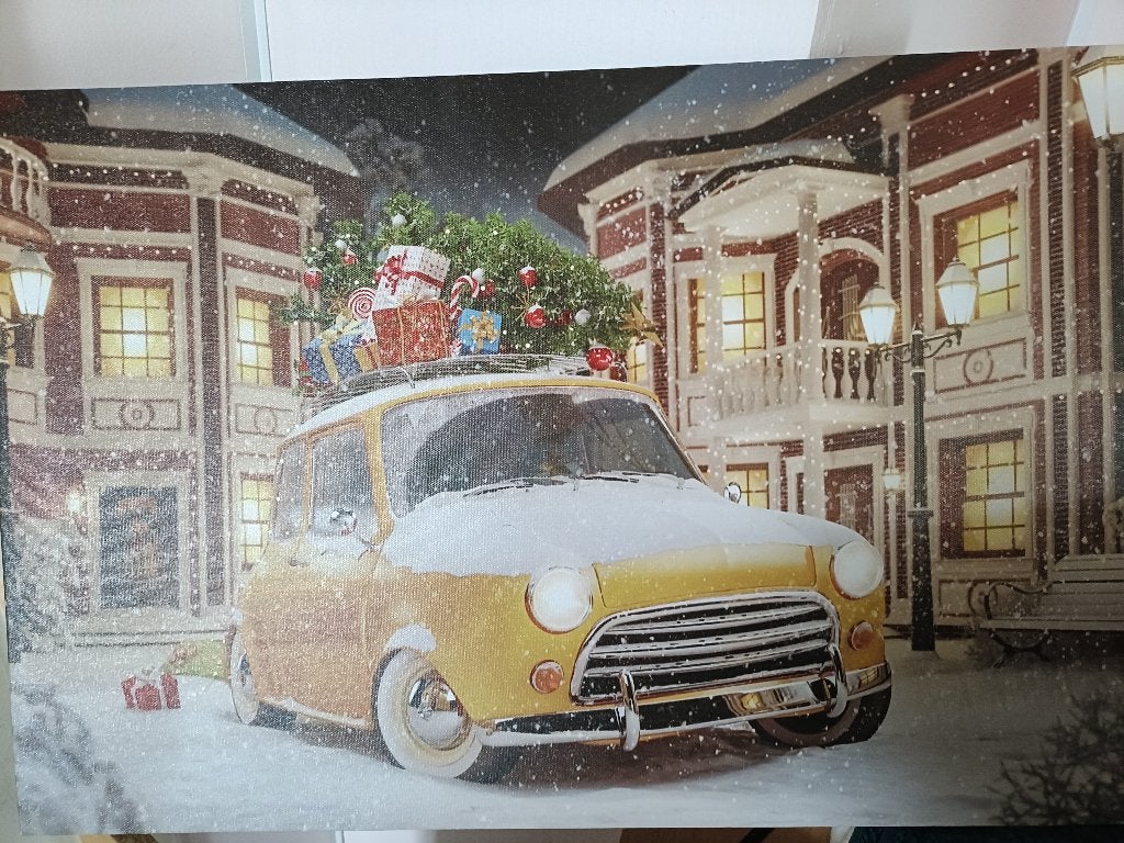 Kerst schilderij met verlichting, Ophalen, Zo goed als nieuw, 50 tot 75 cm, Overige typen
