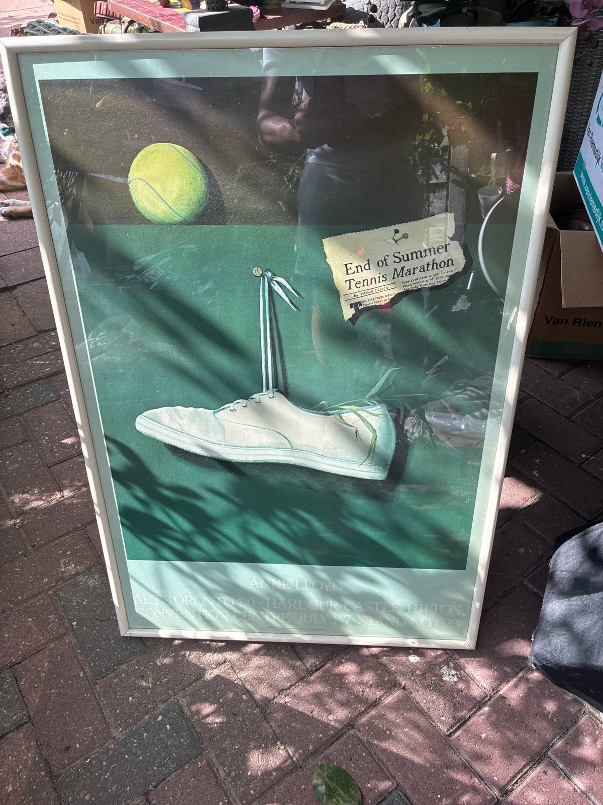 Vintage ingelijste tennisposter 'End of Summer Tennis Marath, Gebruikt, Ophalen of Verzenden, Foto of Poster, 75 – 100