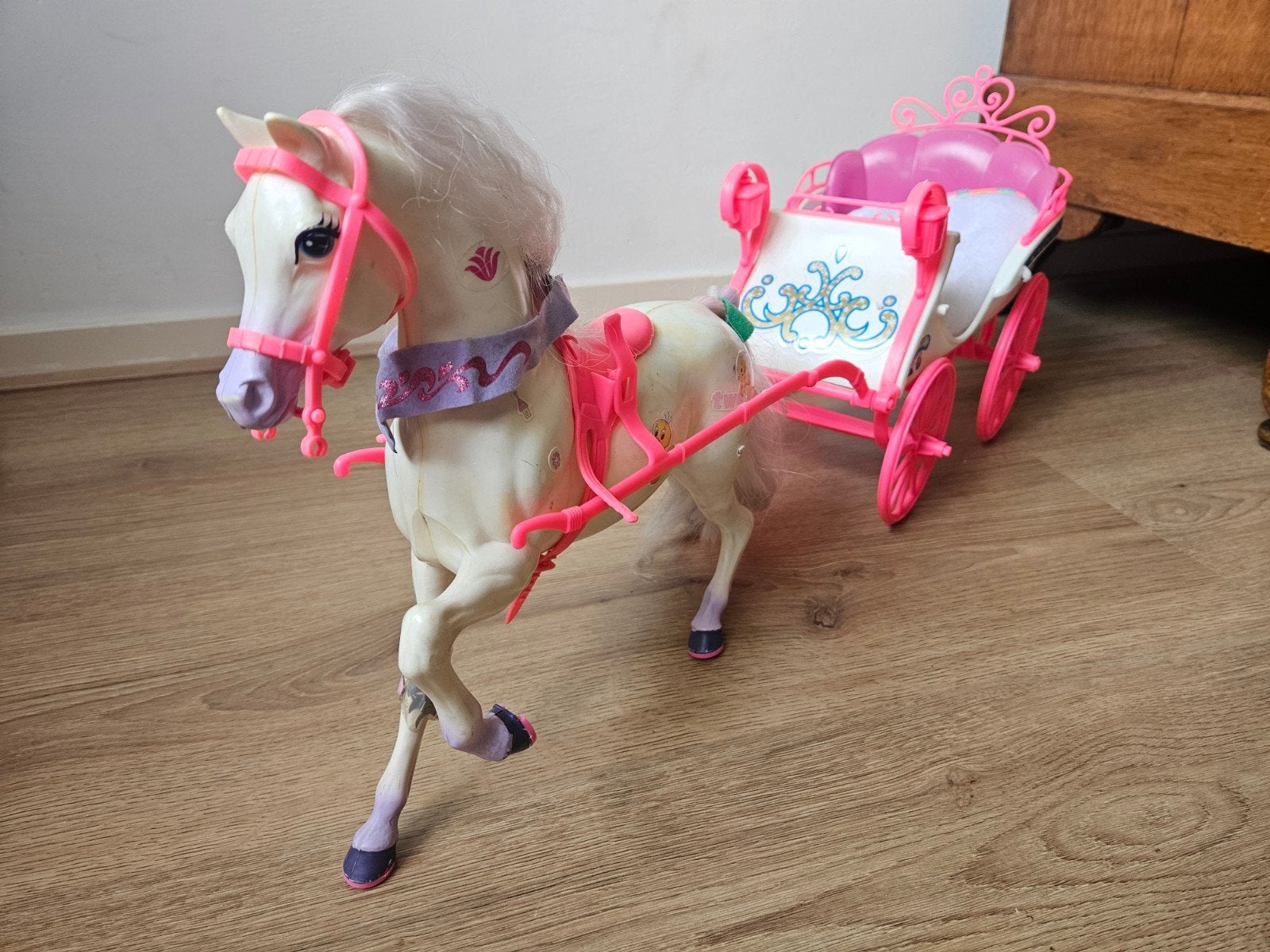 Mattel Ski Fun "Blizzard" paard met koets uit circa 1, Ophalen of Verzenden