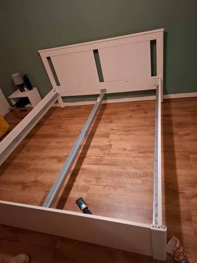 Ikea Songesand tweepersoonsbed wit 160x200, Ophalen of Verzenden