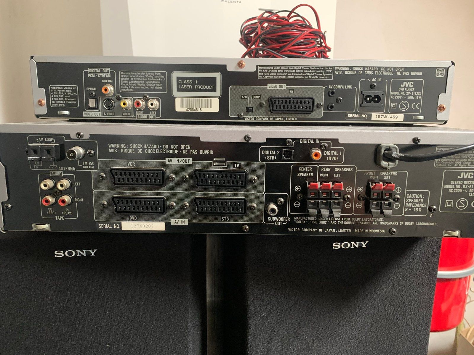 JVC Dolby Surround Set: 4 Satelliet speakers + Subwoofer, Gebruikt, JVC, Ophalen of Verzenden, 5.1-systeem
