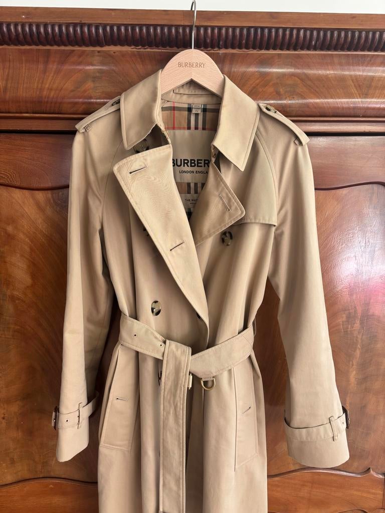 Burberry Waterloo Long Heritage Trenchcoat Honey Beige 36, Ophalen of Verzenden, Zo goed als nieuw, Maat 36 (S), Beige