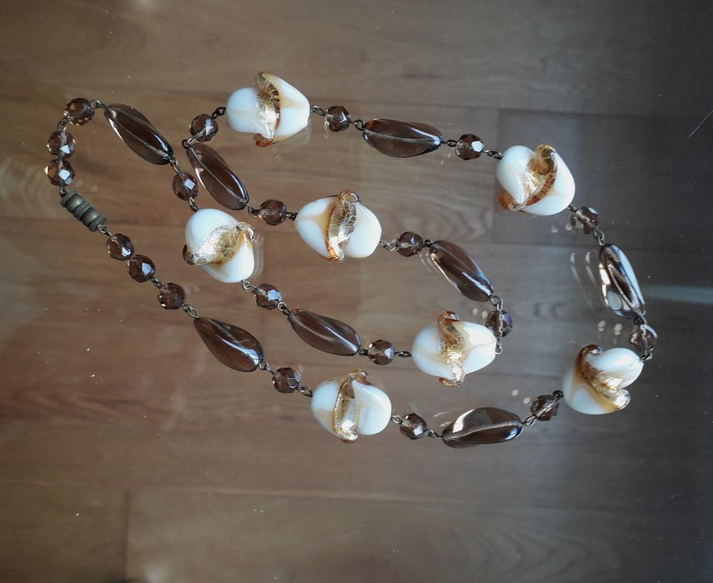 Murano vintage glazen ketting 1960-er jaren, Ophalen of Verzenden, Zo goed als nieuw, Goud, Overige materialen