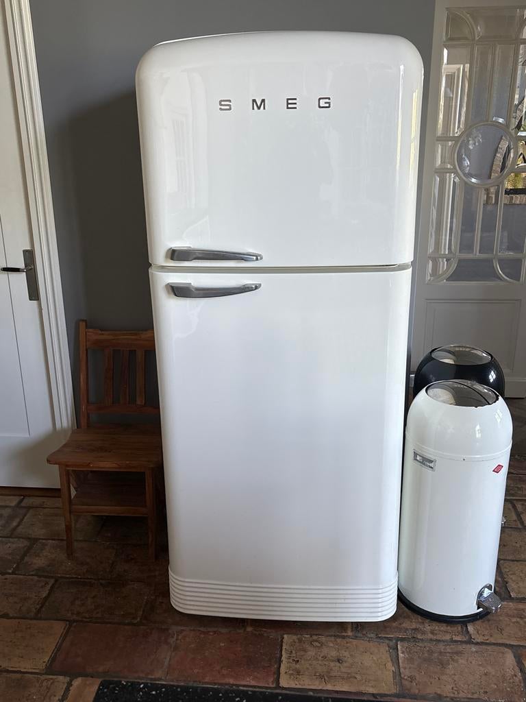 Smeg Koelkast met Vriezer - Wit, Retro Design, Witgoed en Apparatuur, Ophalen, Gebruikt, 200 liter of meer, 60 cm of meer