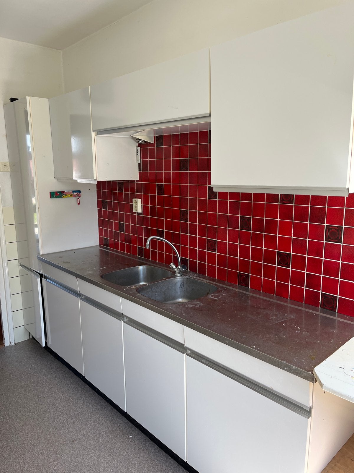 Gratis retro jaren 70 keuken - 270x54 cm, Ophalen, Gebruikt, Wit, Enkelwandige keuken