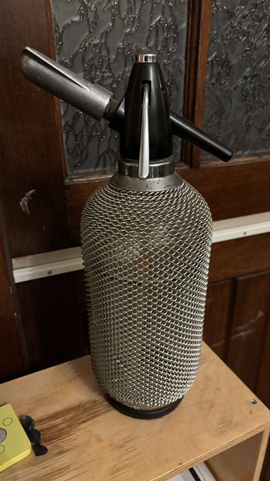Vintage Franse Sifonsoda fles met metalen gaas, Antiek en Kunst, Ophalen of Verzenden