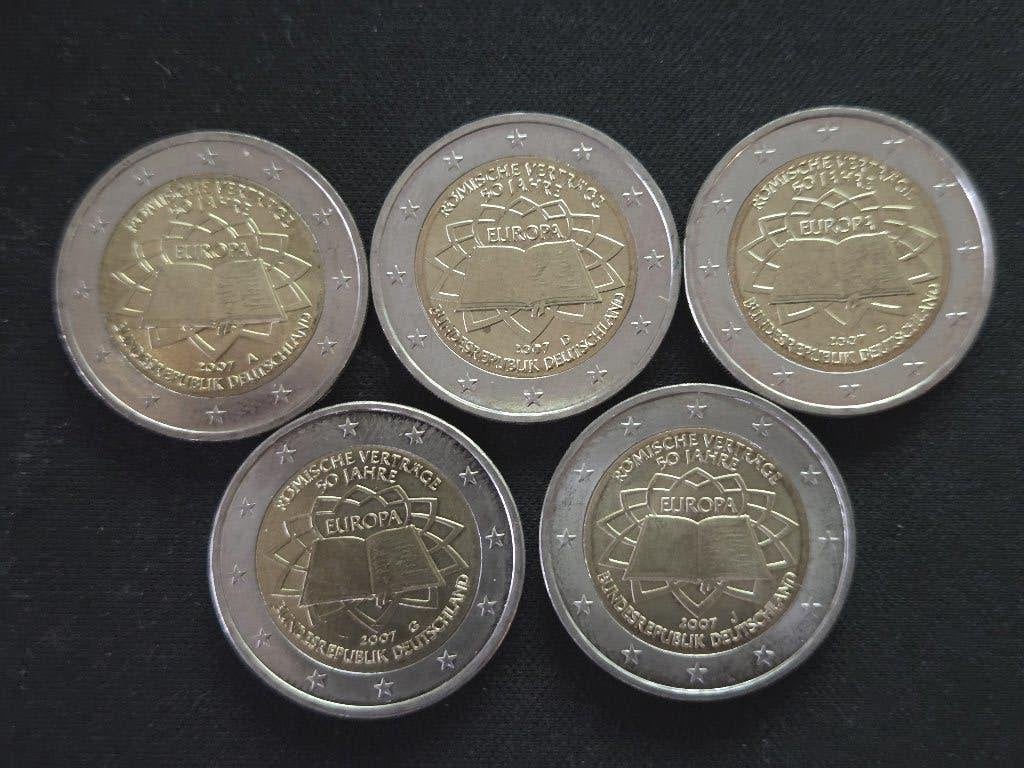 Duitsland 2007: Verdrag van Rome | Alle letters | UNC, Ophalen of Verzenden, Duitsland, 2 euro, Setje