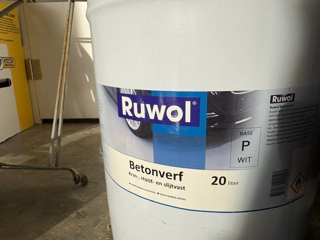 Ruwol Betonverf 20 Liter, Kras-, stoot- en slijtvast RAL1015, Ophalen, Overige kleuren, Nieuw, Verf