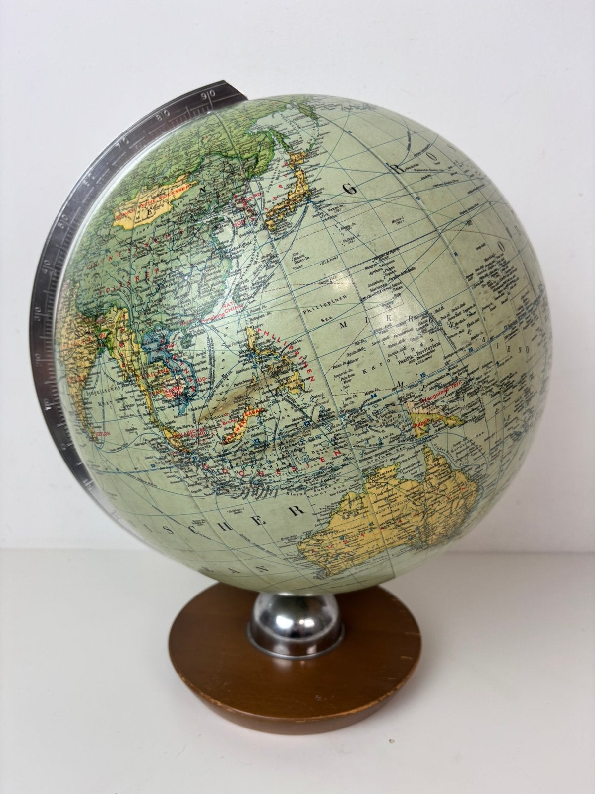 Vintage JRO Globus wereldbol, JRO‑Verlag München, 1950 globe, Ophalen of Verzenden, Zo goed als nieuw