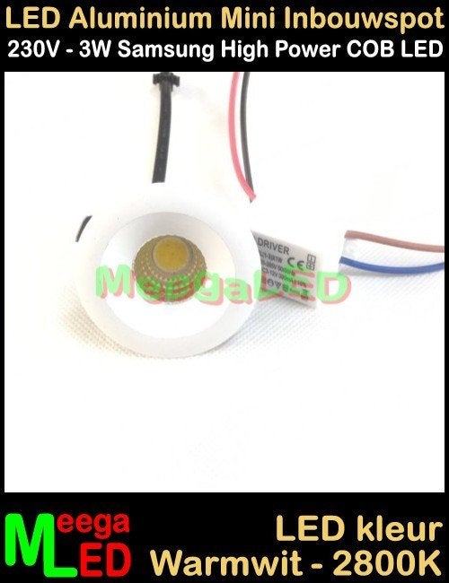 LED Chalet mini inbouwspot spot COB 230V 3watt warmwit M18N, Huis en Inrichting, Lampen | Spots, Overige materialen, Overige merken