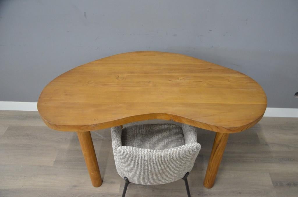 Nier vormig teak bureau 140 cm, Huis en Inrichting, Bureaus, Demontabel, Hout, Hoekbureau, 140 cm