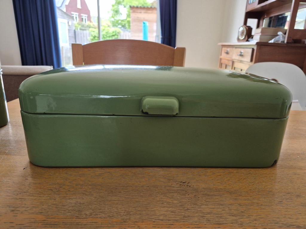 Vintage Groene Emaille Broodtrommel, Antiek en Kunst, Antiek | Emaille, Ophalen of Verzenden