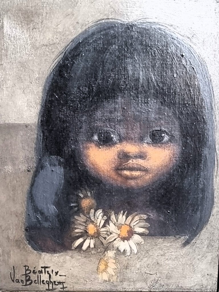 Vintage schilderij - Van Belleghem Beatrix, Antiek en Kunst, Kunst | Schilderijen | Klassiek, Ingelijst, Doek, Portret of Personen