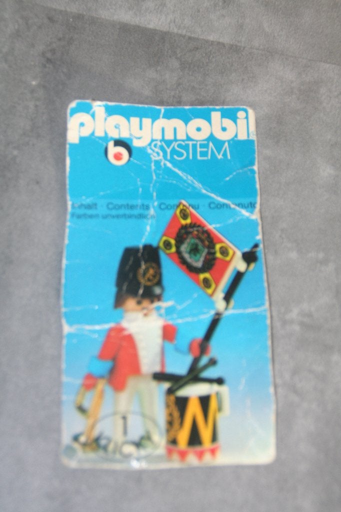 retro playmobil soldaat met vlag,trommel en trompet, Ophalen of Verzenden, Gebruikt