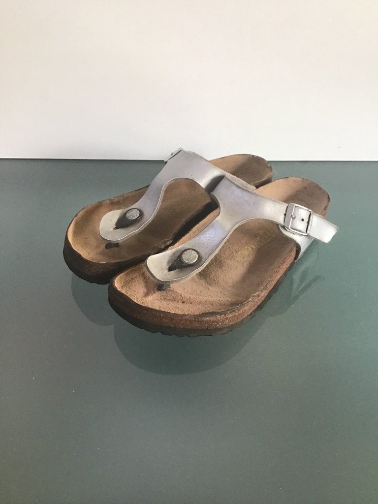 Birkenstock Gizeh 37 | Zilver | Gratis Verzenden, Slippers, Overige kleuren, Verzenden, Zo goed als nieuw