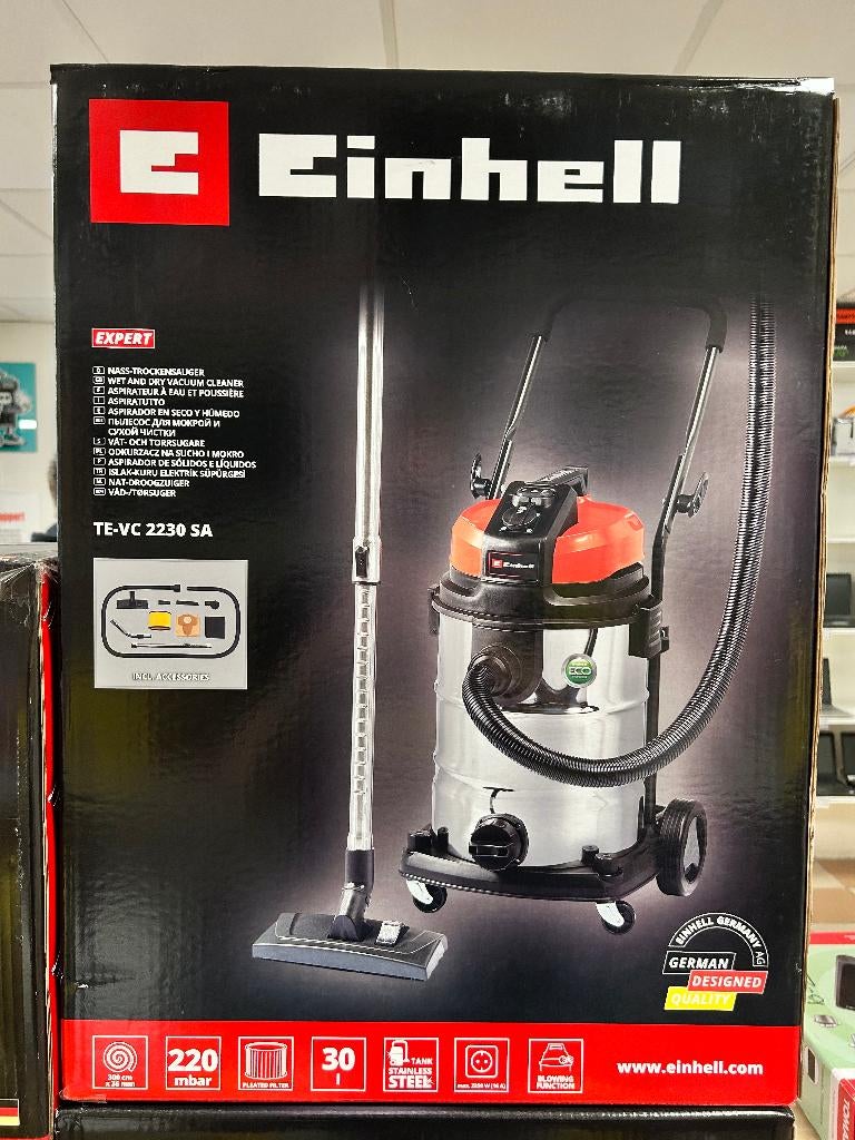 Einhell Expert TE-VC 2230 SA – Nat-/droogzuiger 30L, Witgoed en Apparatuur, Stofzuigers, Nieuw, 2000 watt of meer, Reservoir, Ophalen of Verzenden