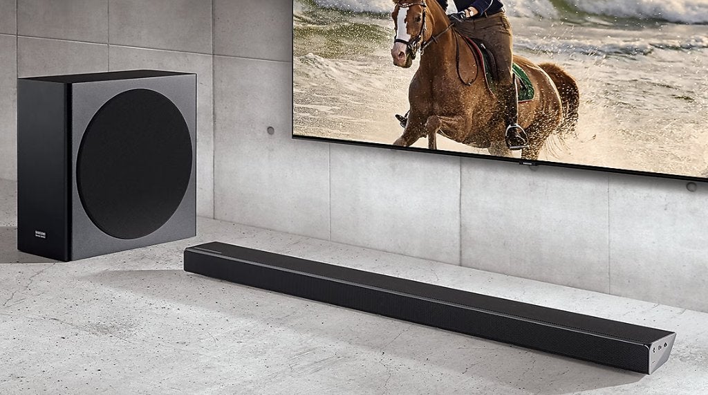 Te koop: Soundbar + subwoofer Samsung Harman Kardon HW-Q70R, Ophalen, Bluetooth, Gebruikt