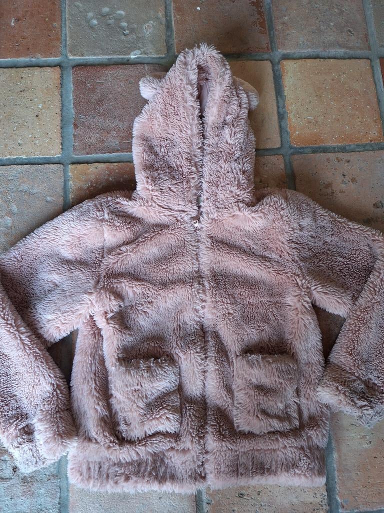 Lichtroze fluffy jas H&M, Ophalen of Verzenden, Zo goed als nieuw, Meisje, Jas