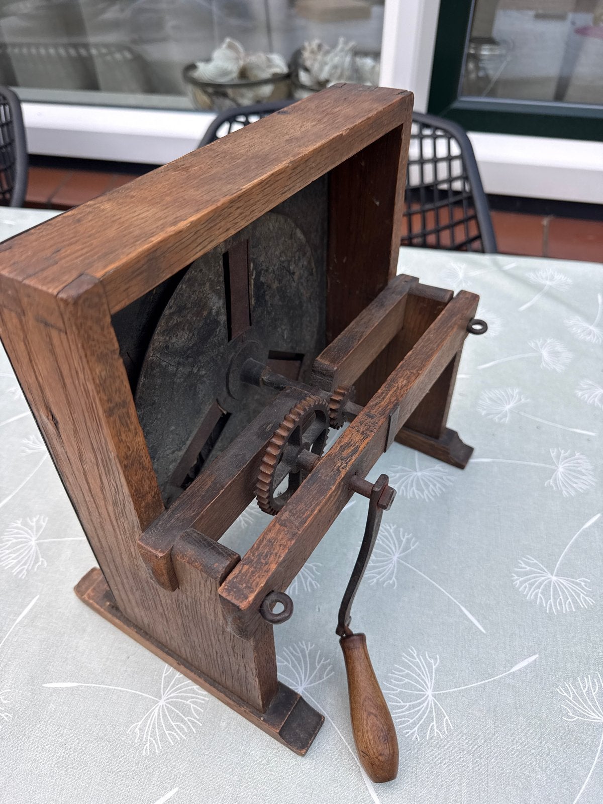 Antieke houten snijbonenmolen, Ophalen of Verzenden