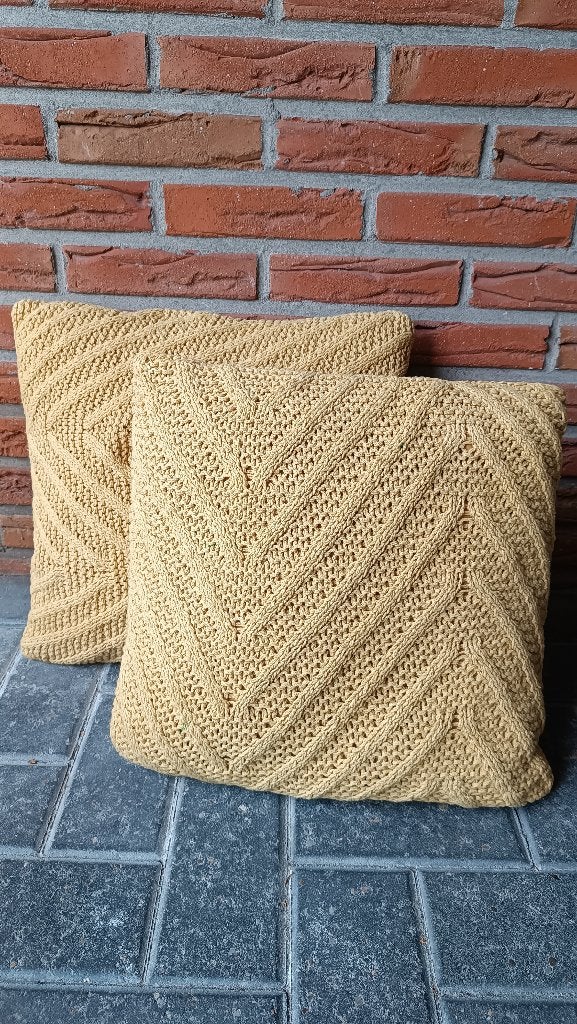 Oker gele sierkussens, Ophalen, Wasbaar, Geel, Vierkant