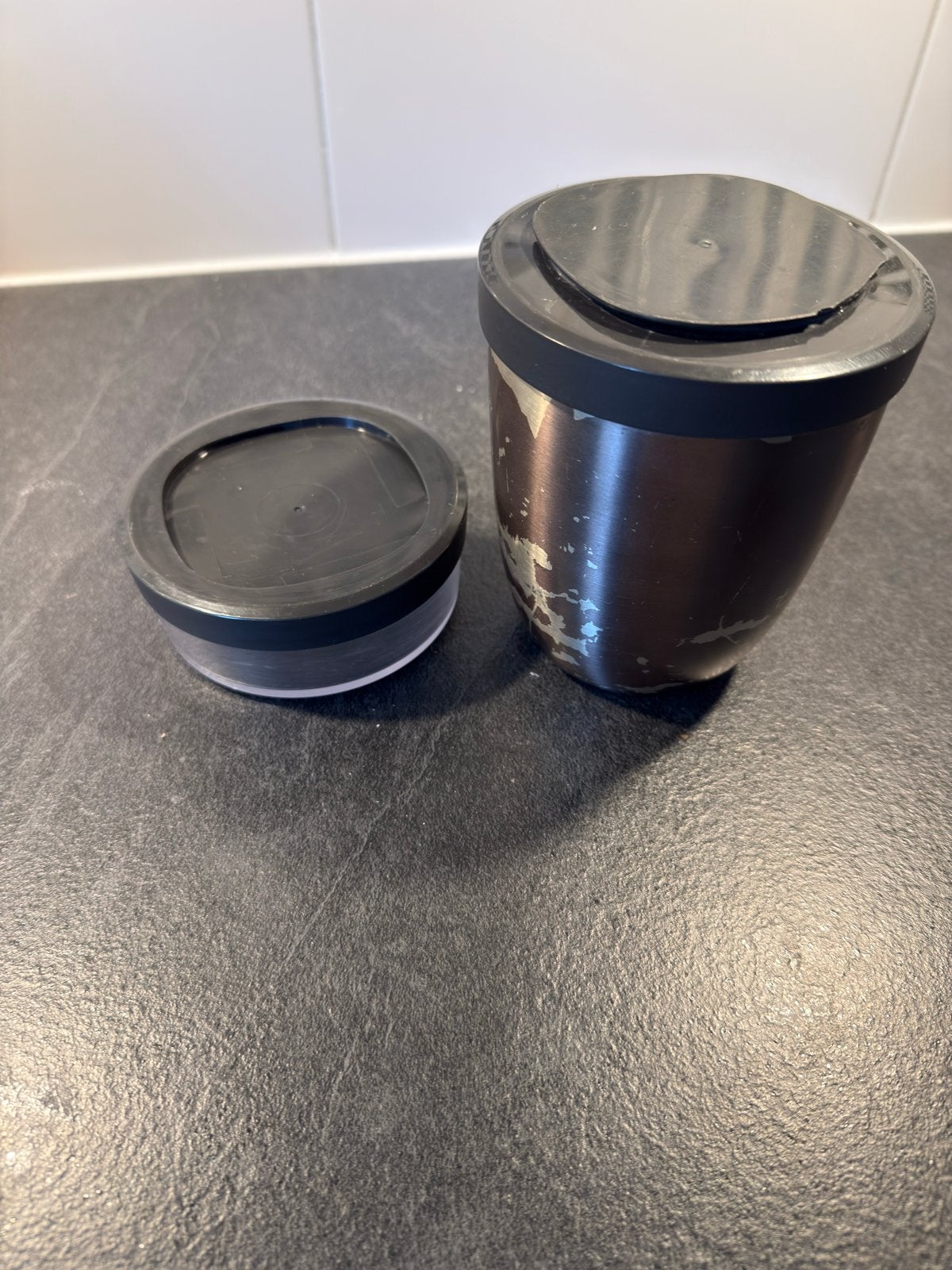 Mepal thermobeker voor yoghurt - draagbaar, Ophalen of Verzenden, Metaal, Grijs, Overige typen