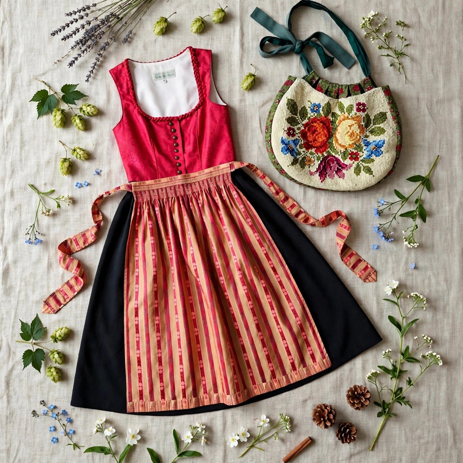 Lisa's Landhaus Dirndl met tas maat 36 valt kleiner, Lisa's Landhaus, Ophalen of Verzenden, Zo goed als nieuw, Maat 36 (S)
