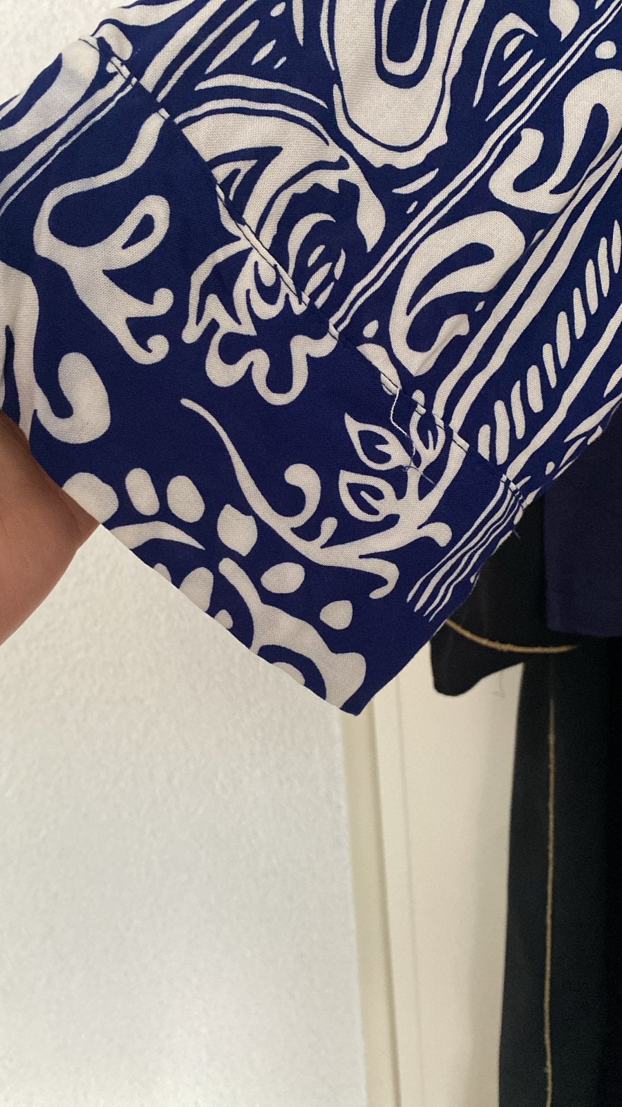 Blauwe kimono met wit patroon, Ophalen of Verzenden, Zo goed als nieuw, Maat 38/40 (M), Blauw