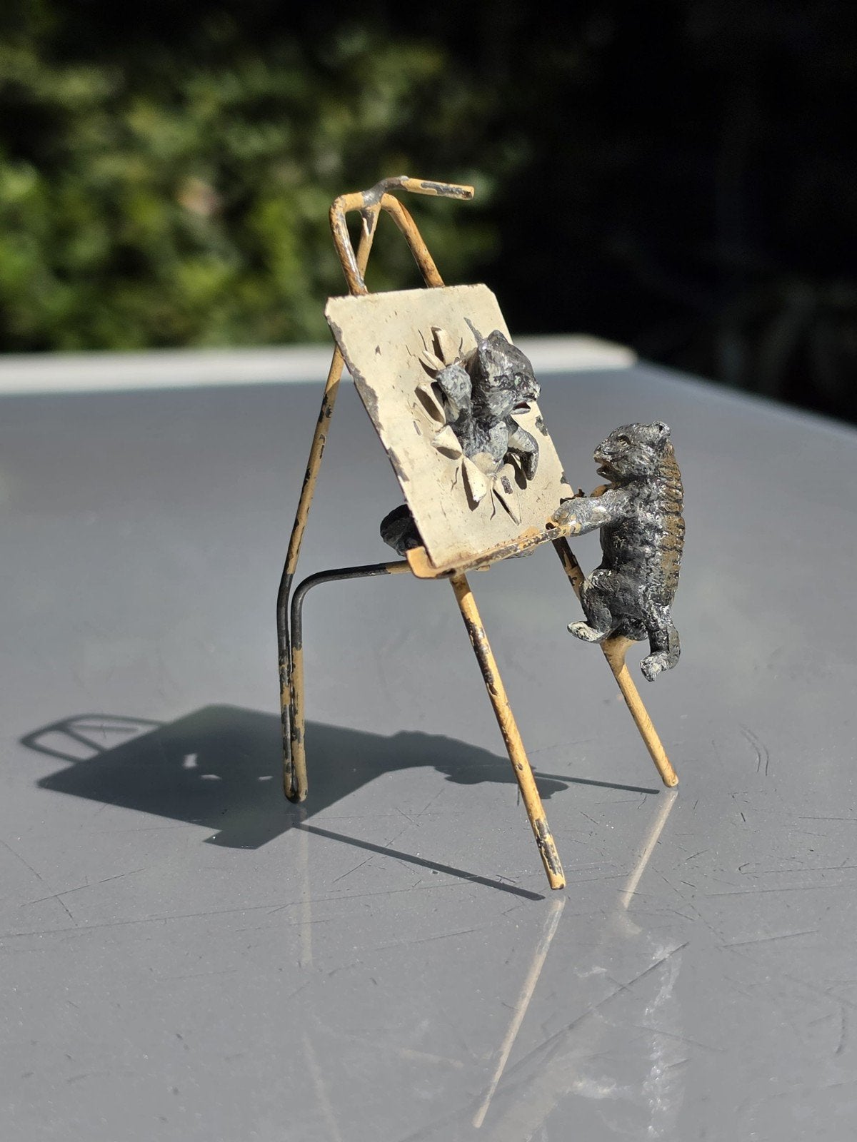 Antiek speelgoed bronzen katten met ezel Wenen Neurenberg, Antiek en Kunst, Antiek | Speelgoed, Ophalen of Verzenden