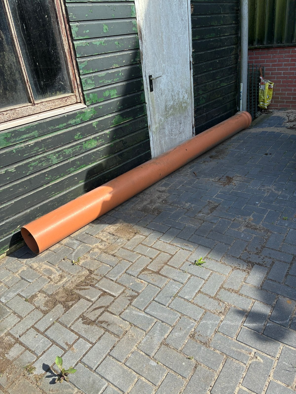 Pvc Buis 250mm Bruin Klasse 34 met Manchet - 3.75m, Ophalen, Gebruikt, Pvc, 2 tot 4 meter