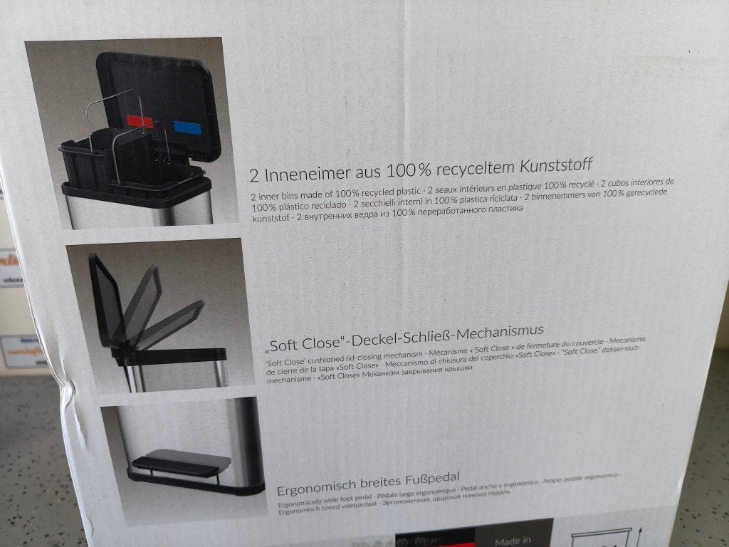 Hailo oko duo Plus M, 2x9 liter pedaalemmer/ afvalbak, Nieuw, Minder dan 10 liter, /, Metaal