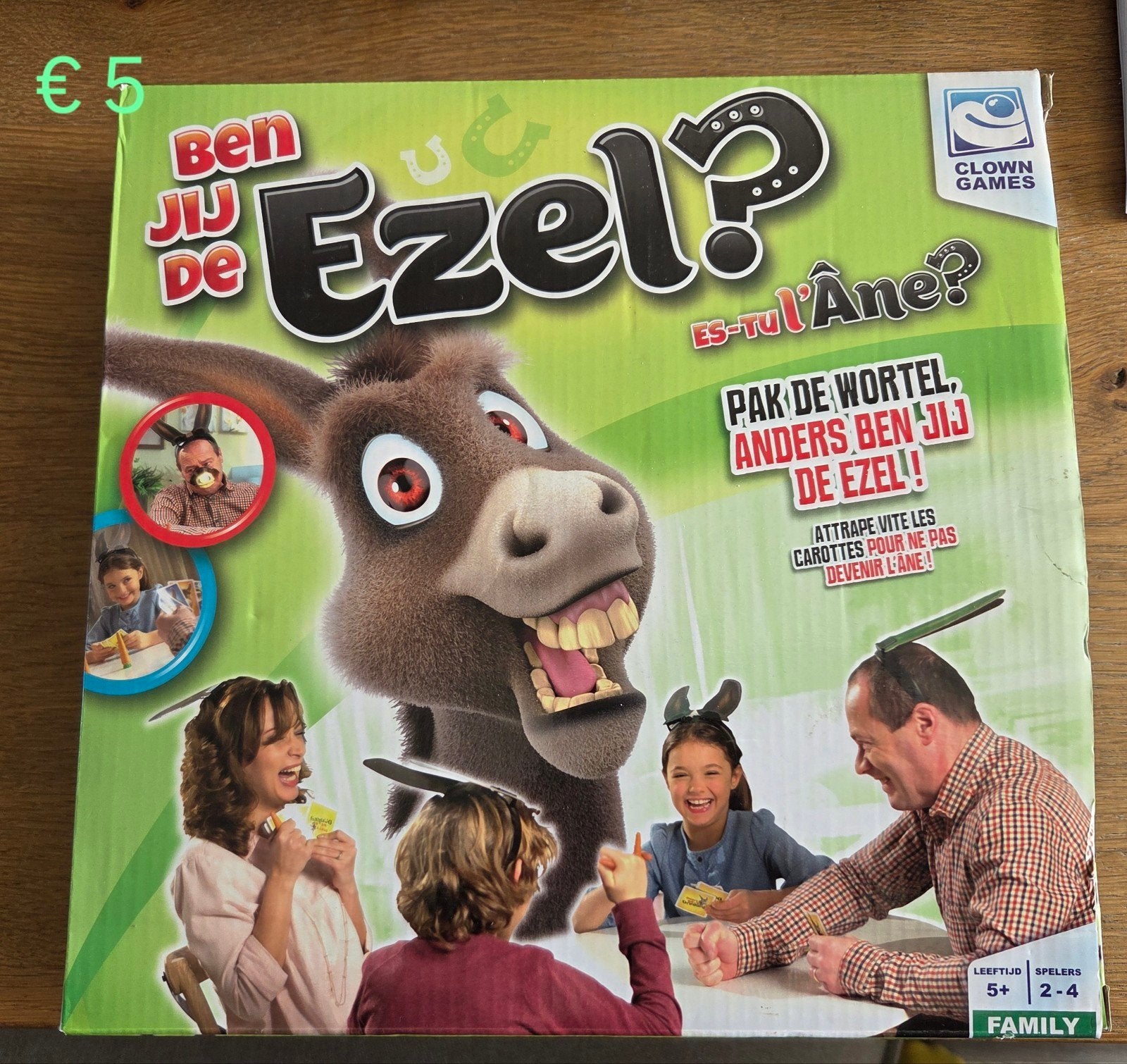 Spel: Ben jij de Ezel?, Drie of vier spelers, Ophalen of Verzenden, Zo goed als nieuw, Clown Games