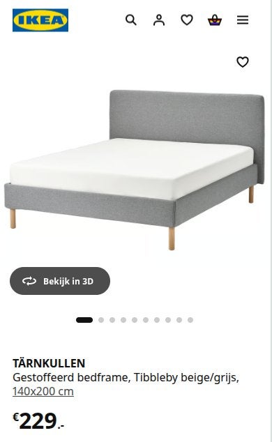 TÄRNKULLEN IKEA Gestoffeerd bedframe 140x200 cm, Huis en Inrichting, Ophalen, Tweepersoons, 140 cm, Zo goed als nieuw