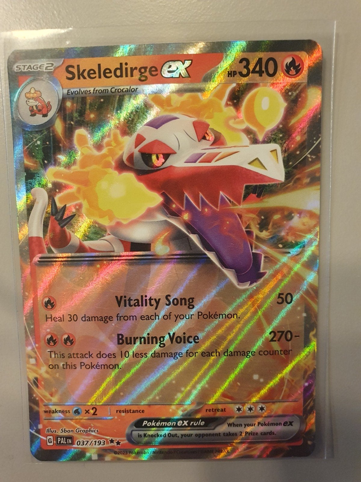 Skeledirge ex 037/193 Holo Rare Pokémon Kaart, Hobby en Vrije tijd, Verzamelkaartspellen | Pokémon, Ophalen of Verzenden, Zo goed als nieuw