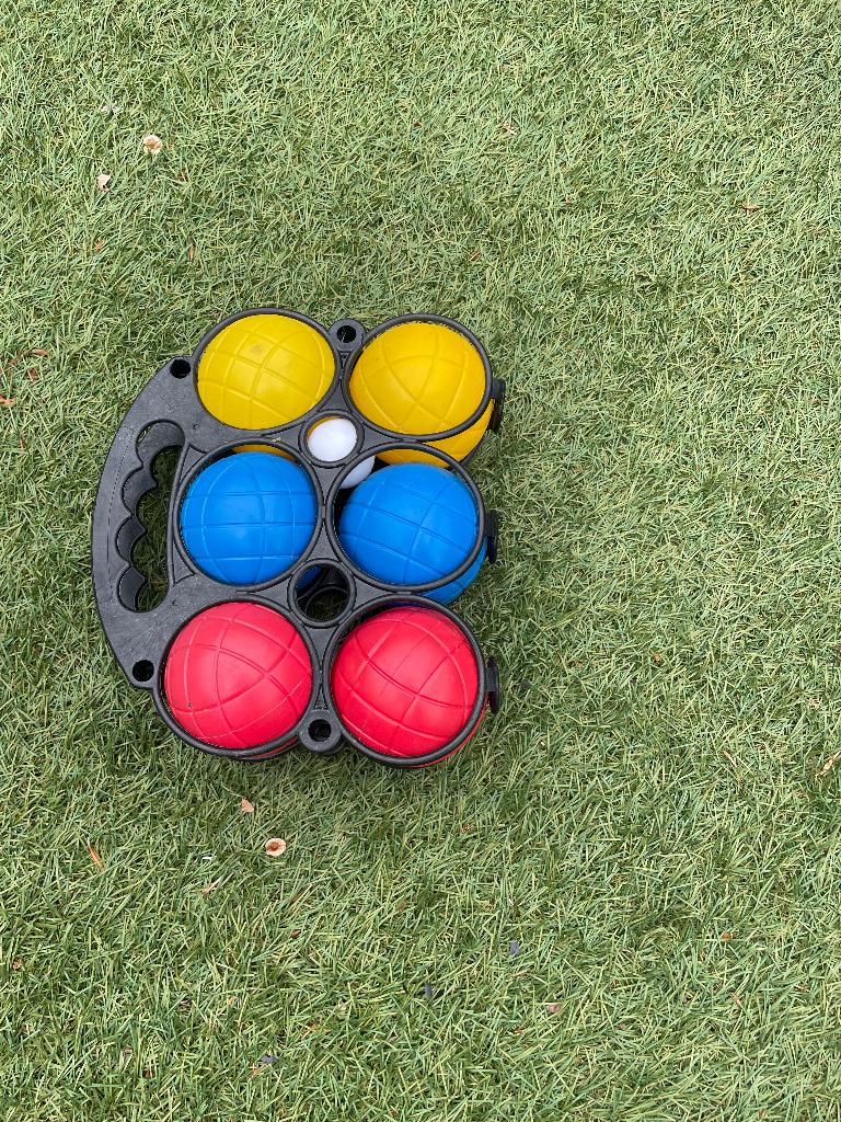 Jeu de boules set met felgekleurde kunststof ballen, Ophalen of Verzenden