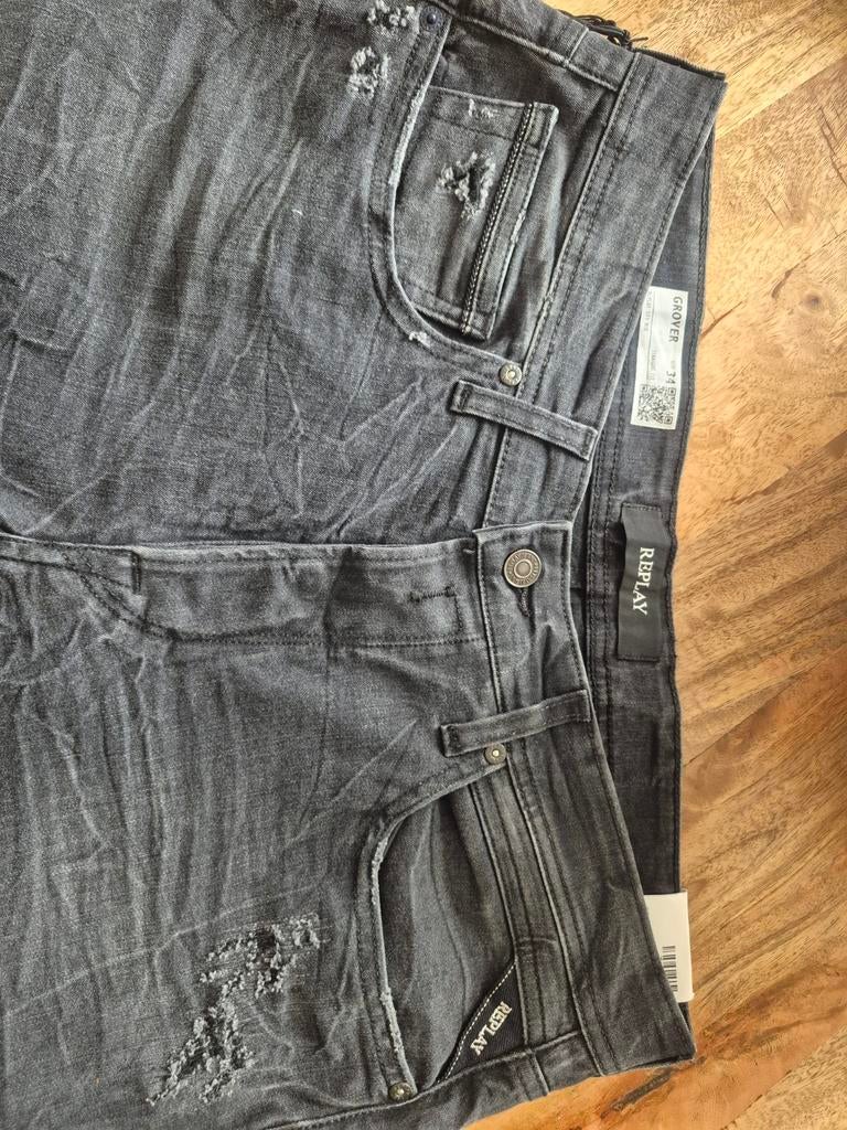 Zwarte Replay Jeans Maat 34 Lengte 32, Zwart, Ophalen of Verzenden, Zo goed als nieuw, W33 - W34 (confectie 48/50)