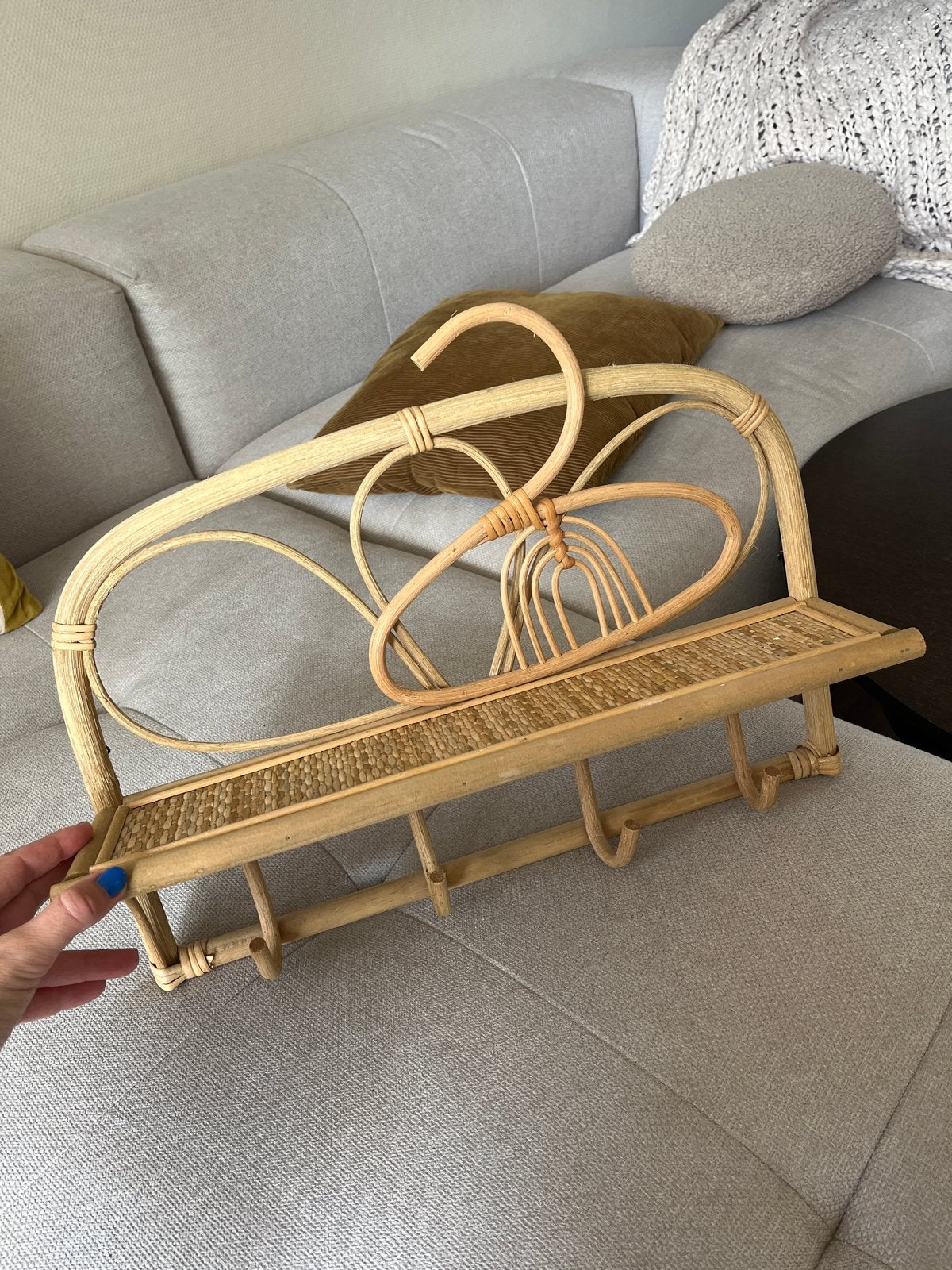 Bamboe wandrekje met hanger, Ophalen of Verzenden, Zo goed als nieuw, Overige materialen, Wandkapstok