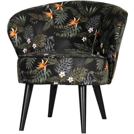 2x WOOOD Bo Fauteuil - Velvet - Bloem Print - Z.G.A.N., Ophalen, Minder dan 75 cm, Zo goed als nieuw, Stof