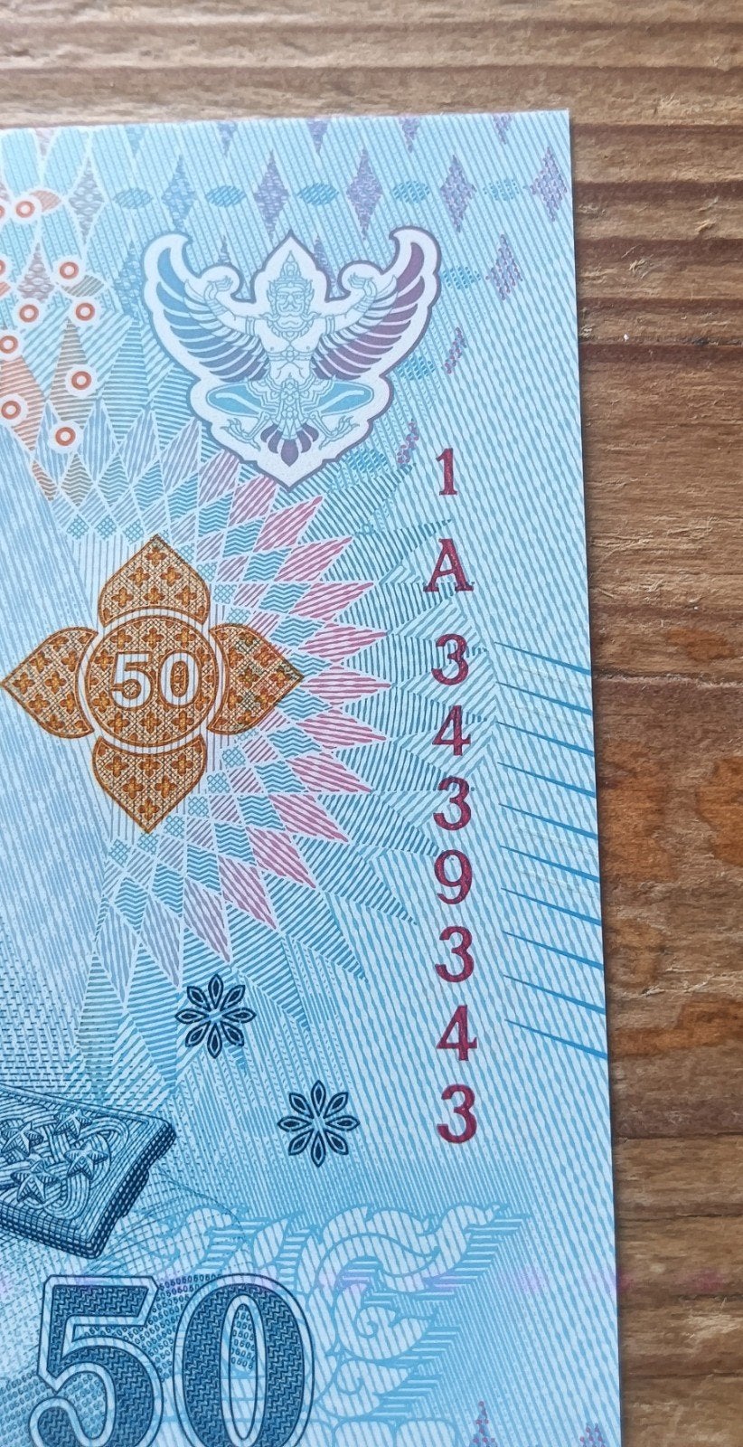 Thailand 50 baht gespiegeld serienummer polymer nieuwste bil, Ophalen of Verzenden, Zuidoost-Azië, Los biljet