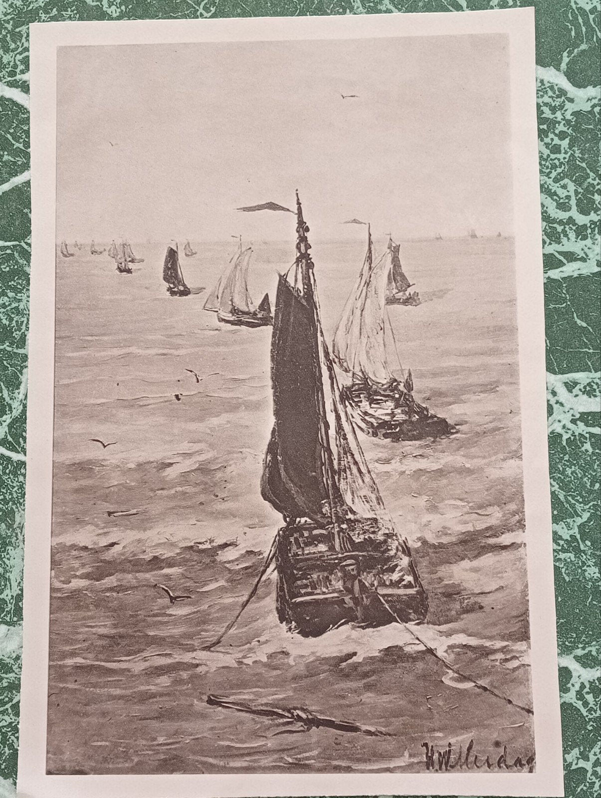 Hendrik Mesdag prent 1934 zeegezicht, Ophalen of Verzenden