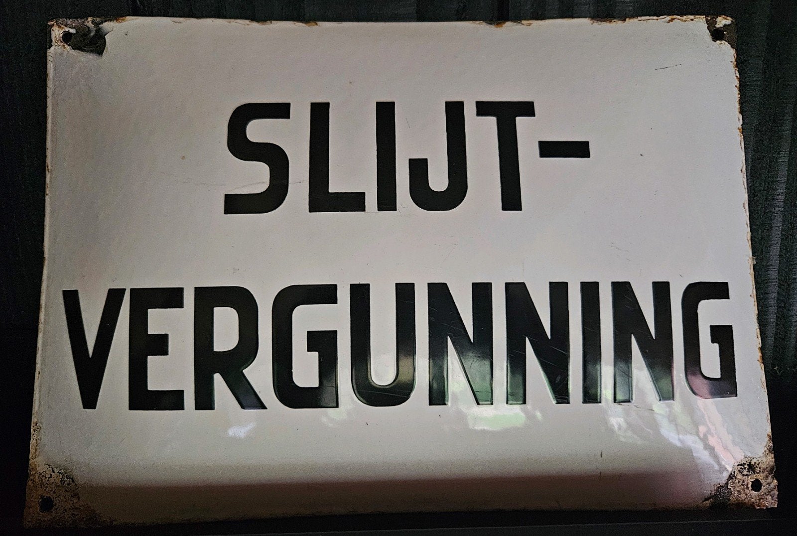 Emaille bord Slijt vergunning, Ophalen of Verzenden
