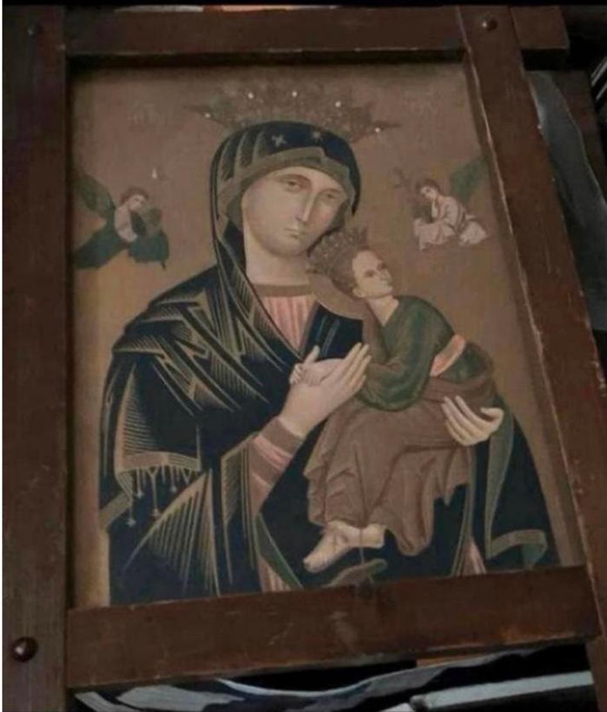 Maria met haar zoon ,mooi ingelijst schilderij, Antiek en Kunst, Antiek | Religie, Ophalen of Verzenden