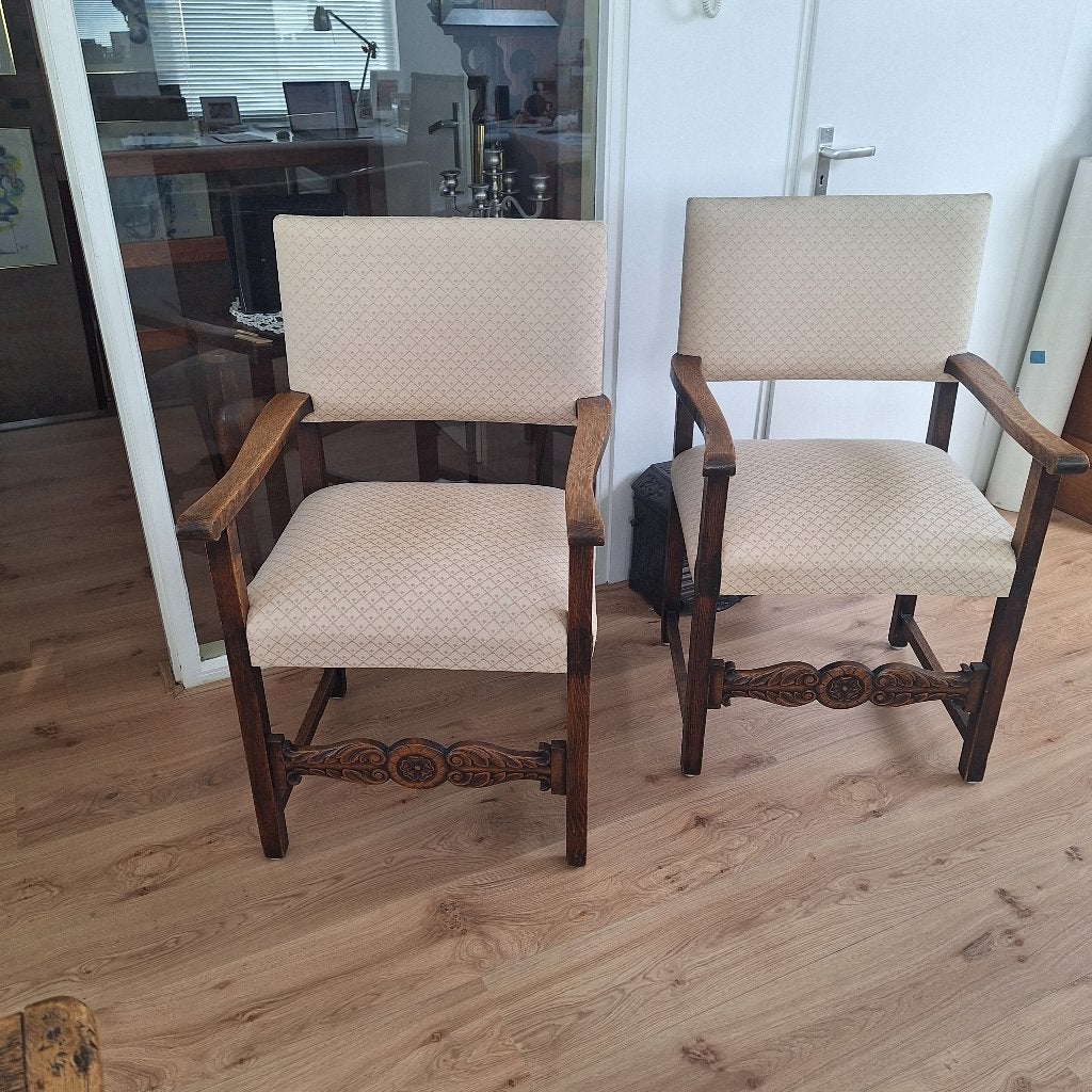 Stoelen, Huis en Inrichting, Stoelen, Ophalen, Gebruikt, Twee, Bruin