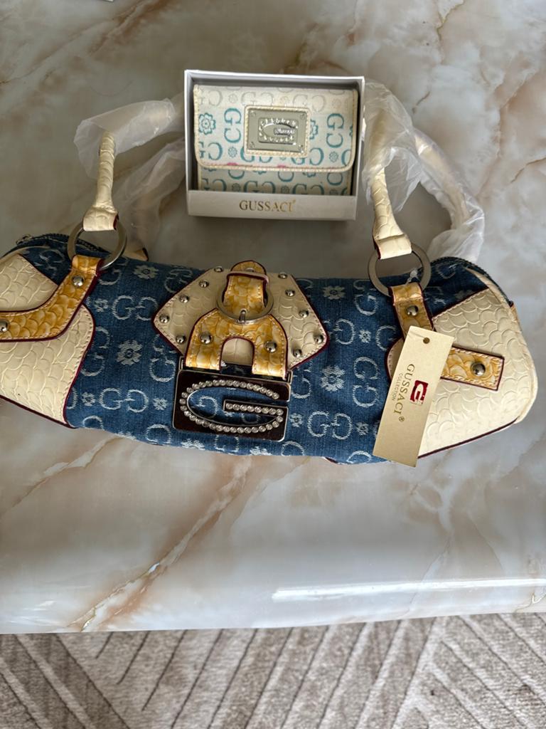 Gussaci Handtas met bijpassende portemonnee - Nieuw, Ophalen of Verzenden, Nieuw, Blauw, Handtas