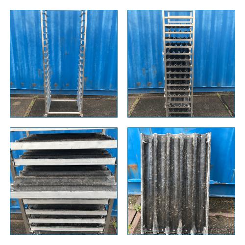 RVS Regaalwagen + stokbroodplaten-(losse inleg elementen), Ophalen, Gebruikt